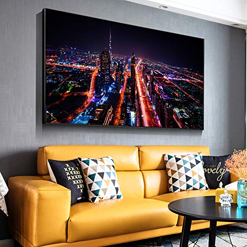 Dubai city night view sala de estar decoración cuadros modernos pinturas murales e impresiones pop art lienzo impresiones dormitorio sin marco pinturas decorativas Z31 60x80cm