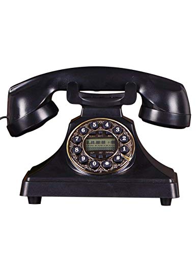 Duke Nostalgic Vintage Push-Button Phone - Cable Auténtico teléfono con Tono de Campana Disco Giratorio Antiguos teléfonos fijos Vintage Oficina en casa Identificación de Llamadas Línea Fija