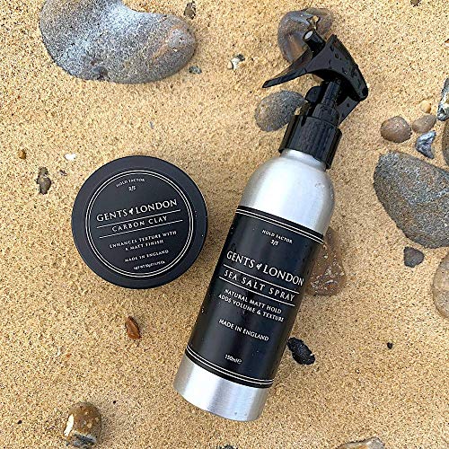 DUO PARA RESULTADOS DE ESTILISTA CON ACABADO MATE - Gents of London Sea Salt Spray de sal marina 150ml + Carbon Clay Cera para peinar a base de carbón 50g