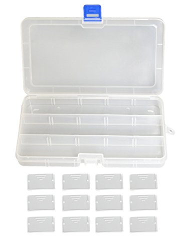 DUOFIRE Ajustable Caja de Almacenamiento de plástico Joyería Organizador Contenedor de Herramientas (15 Compartimientos x 4, Transparente)