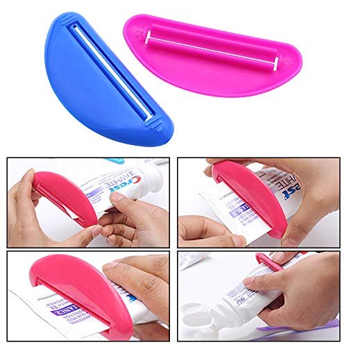 DXLing 6 Piezas Exprimidor de Pasta de Dientes Clips de Soporte Tubo de Plástico Universal Enrollable y Simple Extrusor de Tubo Rotación Fácil Pasta de Dientes Dispensador para Accesorios de Baño