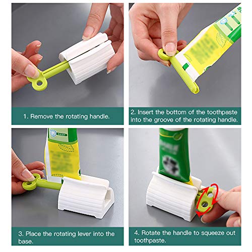 DXLing 6 Piezas Exprimidor de Pasta de Dientes Clips de Soporte Tubo de Plástico Universal Enrollable y Simple Extrusor de Tubo Rotación Fácil Pasta de Dientes Dispensador para Accesorios de Baño