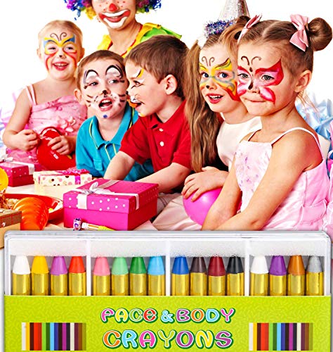 DY_Jin Crayones de Pintura de la Cara 16 Colores Cintas de Pintura de Cara y Cuerpo Maquillaje de Halloween Crayones de Pintura de la Cara para niños pequeños, Niños, ,Seguridad no tóxica