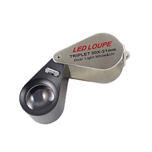 DYB Joyero Anillo de iluminación LED Luz de joyería Espejo Moneda Falsa Adecuado para identificar Sellos de Roca Moneda Reloj Antiguo Gema Lupa de Bolsillo (Color: 10X) (Color: 20x)