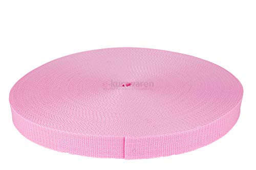 e-kurzwaren - Correa de polipropileno (2 m o 5 m de largo, 32 colores, ancho: 20 mm, 25 mm, 30 mm, 40 mm, 50 mm), color rosa claro