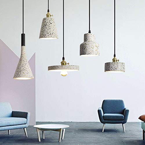 E27 Blanco cálido Retro Hall Lámpara colgante Altura ajustable Industrial Terrazo Comedor Mesa de comedor Veranda Escaleras Pasillo Café Dormitorio Mesita de noche Villa Luces colgantes,16 * 26cm