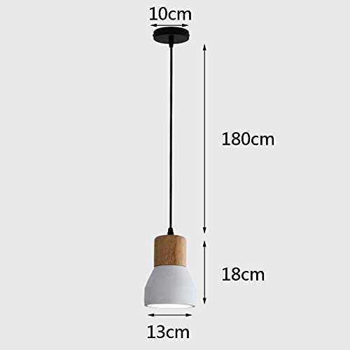 E27 Cemento industrial Hormigón Comedor Lámpara colgante Altura ajustable Retro Mesa de comedor de madera Protección para los ojos Pasillo Escalera Villa Bar del hotel Luces colgantes 13*18cm,Blanco