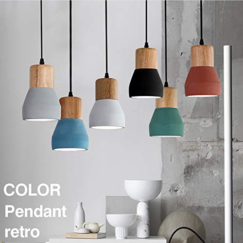 E27 Cemento industrial Hormigón Comedor Lámpara colgante Altura ajustable Retro Mesa de comedor de madera Protección para los ojos Pasillo Escalera Villa Bar del hotel Luces colgantes 13*18cm,Blanco