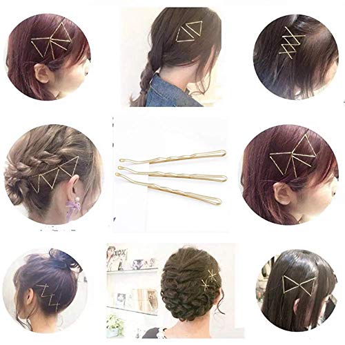 Ealicere 200PCS Pinza para el cabello para mujeres niñas EstilismoPaquete de onduladas, color dorado,2.2in de longitud