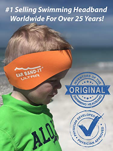 Ear Band-It Diadema de natación (retener el Agua, Sujetar Tapones para los oídos) Recomendado por el médico y protección contra el Agua Grandes (Mayores de 10 años y Adultos) Azul