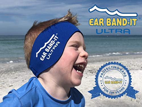 Ear Band-It Diadema de natación (retener el Agua, Sujetar Tapones para los oídos) Recomendado por el médico y protección contra el Agua Grandes (Mayores de 10 años y Adultos) Azul