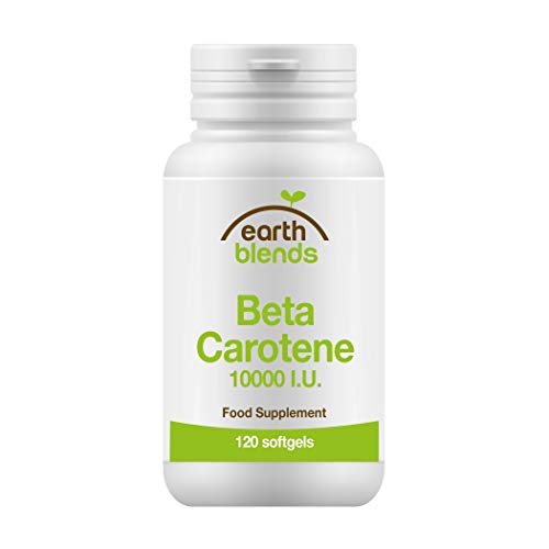 Earth Blends - Betacaroteno 10000 UI, visión saludable, 120 cápsulas blandas, para adultos