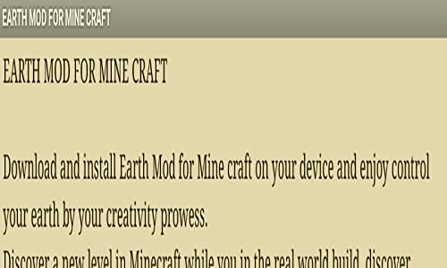 Earth Mod for Mine craft