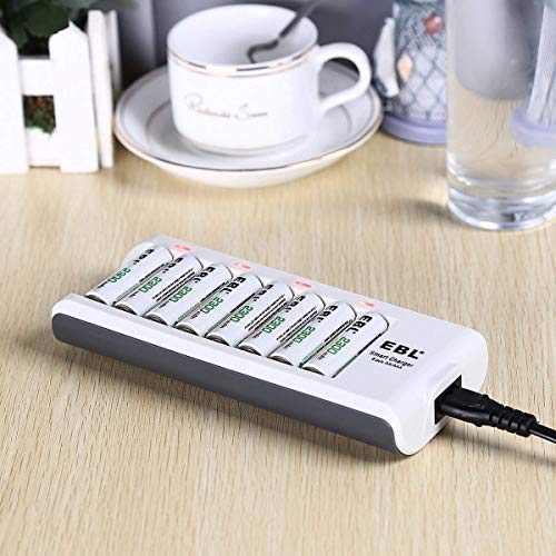 EBL 808A 8 Bay AA AAA Cargador de Pila con 8 Piezas de AA 2300mAh Ni-MH Baterías Recargables