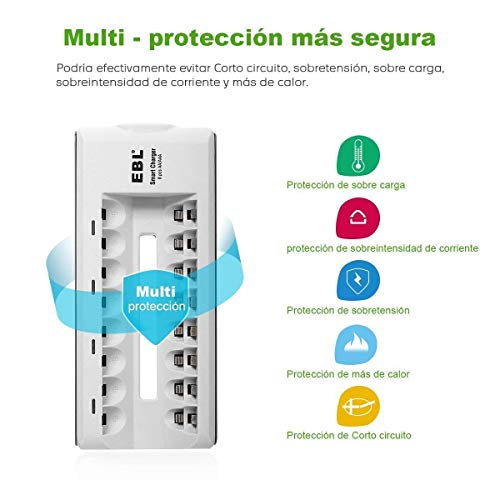 EBL 808A 8 Bay AA AAA Cargador de Pila con 8 Piezas de AA 2300mAh Ni-MH Baterías Recargables