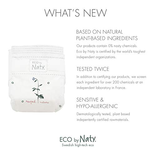 Eco by Naty 8178341, Pañal Ecológico Premium Hecho a Base de Fibras Vegetales, Talla Recién Nacido, 100 Pañales, - 4.5 kg