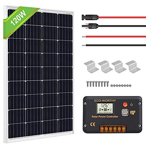 ECO-WORTHY 200 Watt 12V / 24V Off Grid Paneles solares Kits 2pcs 100W Panel solar policristalino + 20A Regulador de batería Cargador