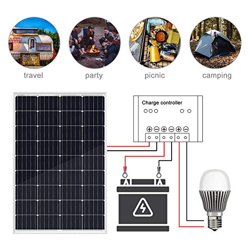 ECO-WORTHY 200 Watt 12V / 24V Off Grid Paneles solares Kits 2pcs 100W Panel solar policristalino + 20A Regulador de batería Cargador