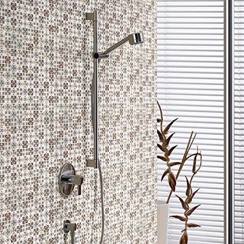 Ecoart 6 Piezas Decorativos Adhesivos para Azulejos Pegatina de Pared, Azulejos de Gel, Diseño de Mosaico con Icono mediterráneo Marron, Efecto 3D, Cenefa Autoadhesivo, para Baño y Cocina