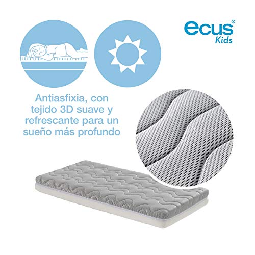 Ecus Kids, El colchón de cuna antiasfixia Oxsi con doble cara una para verano y otra para invierno - Colchón cuna 117x57
