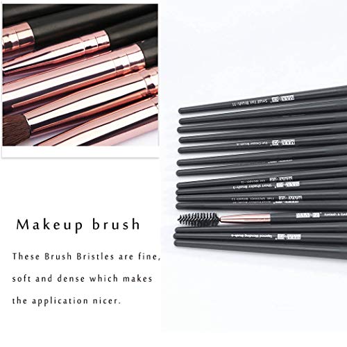 Edary Makeup Brush Set 15 Pincel de maquillaje de ojos tricolor Accesorios de maquillaje Pincel de sombra de ojos Herramientas de belleza (Negro)