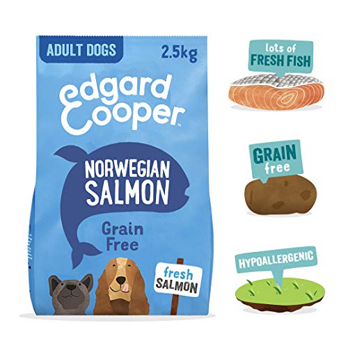 Edgard & Cooper pienso para Perros Adultos sin Cereales, Natural con Salmón Fresco, 2.5kg. Comida Premium balanceada sin harinas de Carne ni Carnes sobreprocesadas, cocinada a Baja Temperatura