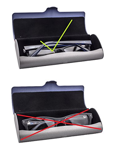 Edison & King Estuche para Gafas Plano con Cubierta de Aluminio y Cierre automático (Small: Plata)