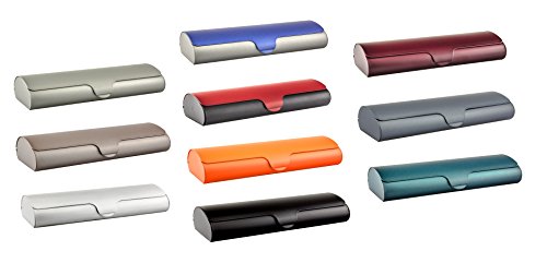 Edison & King Estuche para Gafas Plano con Cubierta de Aluminio y Cierre automático (Small: Plata)