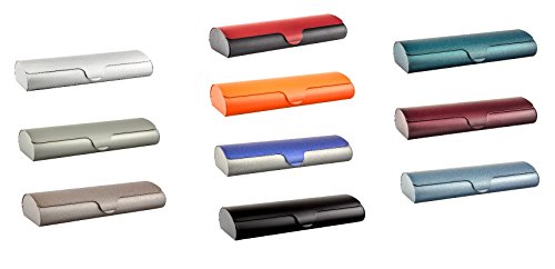 Edison & King Estuche para Gafas Plano con Cubierta de Aluminio y Cierre automático (Small: Plata)