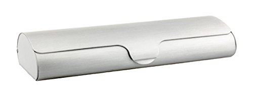 Edison & King Estuche para Gafas Plano con Cubierta de Aluminio y Cierre automático (Small: Plata)