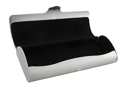 Edison & King Estuche para Gafas Plano con Cubierta de Aluminio y Cierre automático (Small: Plata)