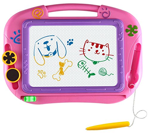 EEDAN Tablero Magnético de Dibujo Juguetes de Juegos para Niños-Bloc Educacional MagnaTableta Borrable Multicolor Bosquejo Garabato-Regalo para Niños Niñas Tamaño de Viaje(Pink)