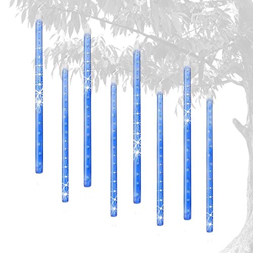 EEIEER LED luces de la lluvia de meteoritos, 30cm 8 tubo luces de cadena de 192 LED Falling Rain Drop Carámbano Snow Fall String luces a prueba de agua para las vacaciones árbol de Navidad