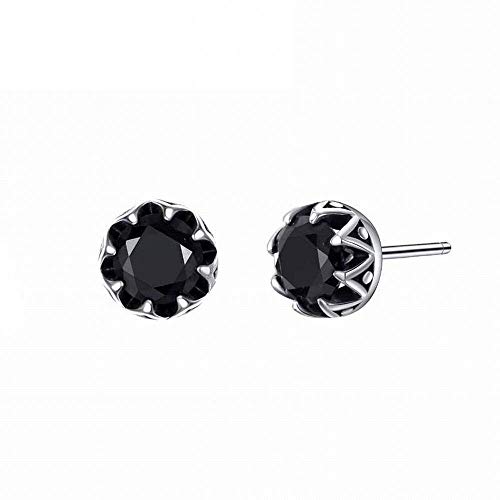 EH Tremella Studs Hip Hop Personalidad Negro Pendientes de Circonitas 925 Pendientes de Plata Pendientes, Plata Y Negro, Plata y Negro
