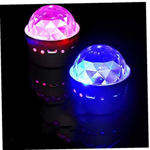 El coche llevó luces de la etapa de carga USB Mini Ambiente Carry DJ luz del coche de la bola de luz de iluminación creativa cristalino giratorio 1PC D33-1 Cerrado-Luz Tipo de control por voz