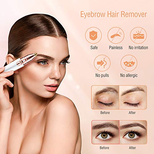 Eléctrica Depiladora Cejas,2 en 1 Eléctrica Facial Mujer, USB Recargable Impermeable,Electrica Sin dolor, LED incorporada, para Recortadora de Cabello para Cejas y Cuerpo