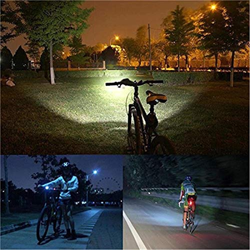 Electrical Shopping Luz Delantera De Bicicleta + Luz Trasera,Destacar Luz De Advertencia Luces Traseras De Joya,Juego De Faros De Carga USB,2400 Lúmenes Y 4 Patrones De Luces De Bicicleta,Impermeable