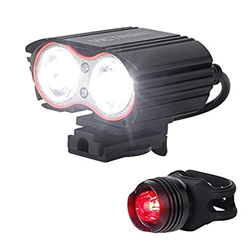 Electrical Shopping Luz Delantera De Bicicleta + Luz Trasera,Destacar Luz De Advertencia Luces Traseras De Joya,Juego De Faros De Carga USB,2400 Lúmenes Y 4 Patrones De Luces De Bicicleta,Impermeable