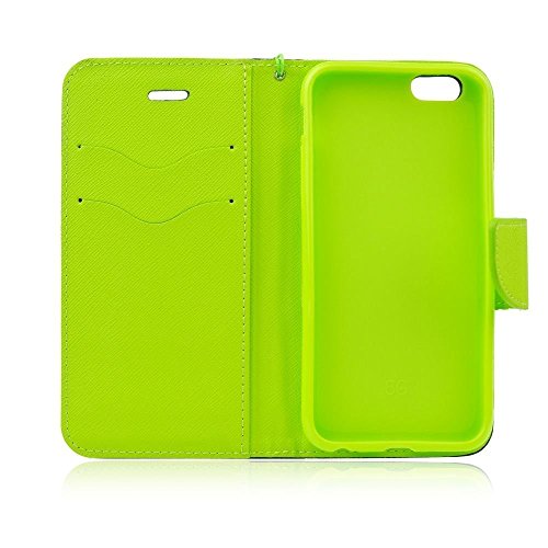 'Elegante Funda Tipo Libro Flip Case Wallet para Samsung Galaxy S6 Edge + Funda Funda Carcasa Cover Book Case Azul de Color Verde