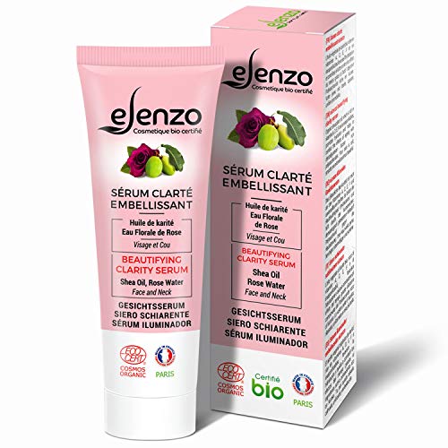 eLenzo • Sérum Facial Claridad Certificada BIO • Crema Hidratante • Aceites de Argán, Semillas de Albaricoque, Extracto de Bambú • COSMOS ORGANIC de ECOCERT, Hecho en Francia, Todo tipo de piel, 50ml