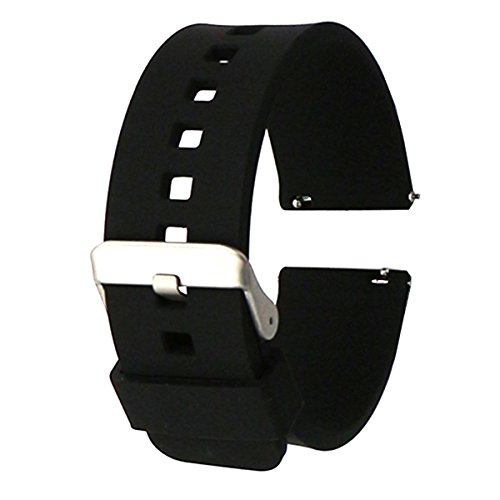 Elespoto 22mm Correa Silicona 22MM Silicona Banda Correas Brazalete de Pulsera para Pebble Time/Gear S3 Classic / Gear2 (Black)