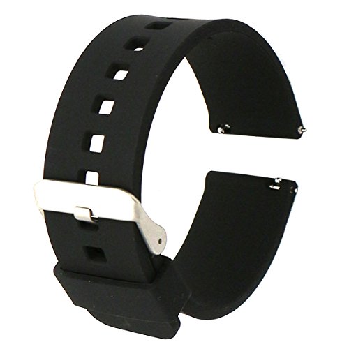 Elespoto 22mm Correa Silicona 22MM Silicona Banda Correas Brazalete de Pulsera para Pebble Time/Gear S3 Classic / Gear2 (Black)