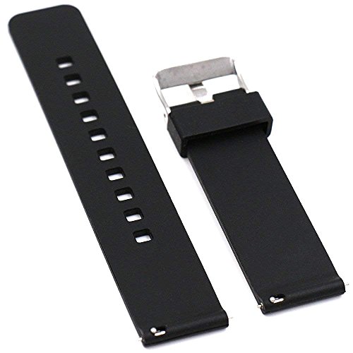 Elespoto 22mm Correa Silicona 22MM Silicona Banda Correas Brazalete de Pulsera para Pebble Time/Gear S3 Classic / Gear2 (Black)