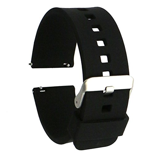Elespoto 22mm Correa Silicona 22MM Silicona Banda Correas Brazalete de Pulsera para Pebble Time/Gear S3 Classic / Gear2 (Black)