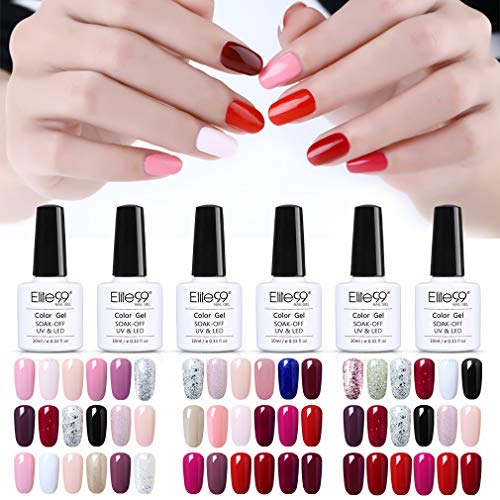 Elite99 Esmaltes Semipermanentes de Uñas en Gel UV LED, 6pcs Kit de Esmaltes de Uñas 10ml 021
