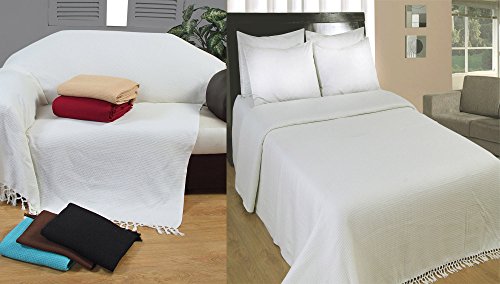 EliteHomeCollection - Colcha para sofá o Cama de Matrimonio (228 x 254 cm, 100% algodón), Color marrón