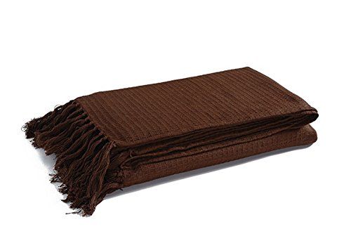 EliteHomeCollection - Colcha para sofá o Cama de Matrimonio (228 x 254 cm, 100% algodón), Color marrón
