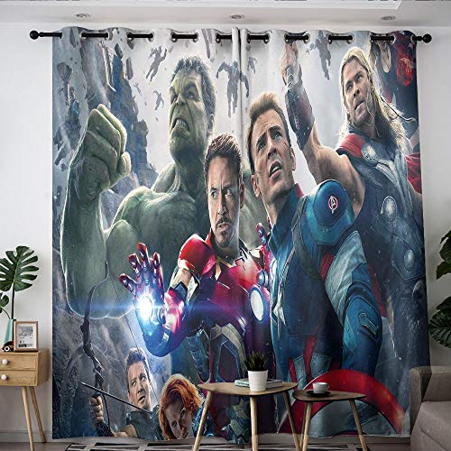 Elliot Dorothy Vengadores Superhero Capitán América Hulk cortinas personalizadas Backout cortina cortina de tela para dormitorio, sala de estar cocina W55 x L45