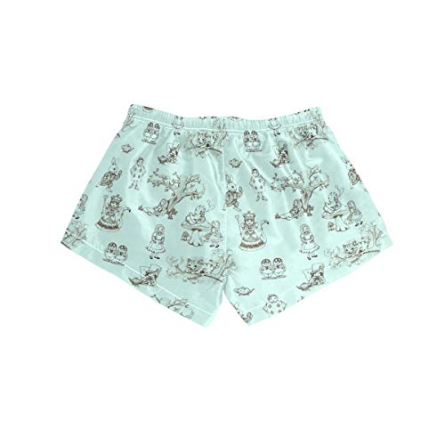 ELQSMTIR Alice Wonderland Toile Salón de las Mujeres Corto de la Junta Cortos de Natación Troncos de Verano Casual Pantalones Cortos de Playa Pantalones Cortos Multicolor multicolor L