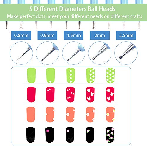 EMAGEREN 10pcs Pinceles para Uñas Pinceles de Punto para Uñas Nail Art de Cepillo de Decoración Punzón Kit de Accesorios para Decorar Uñas Ideal para Grabado Herramienta de Decoración